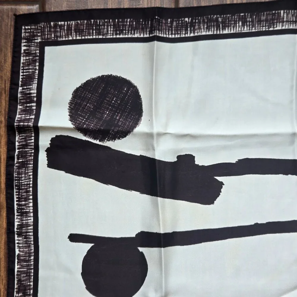 Black and Cream Square Scarf Brush Strokes Classic Style Neutral Classy Gift
